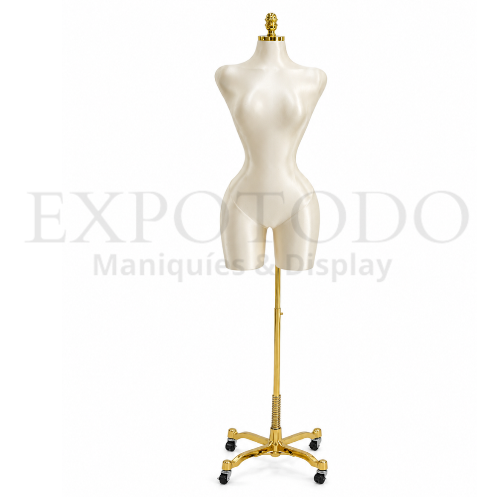 Buchon sin cabeza beige  y base de ruedas oro - Expo Todo