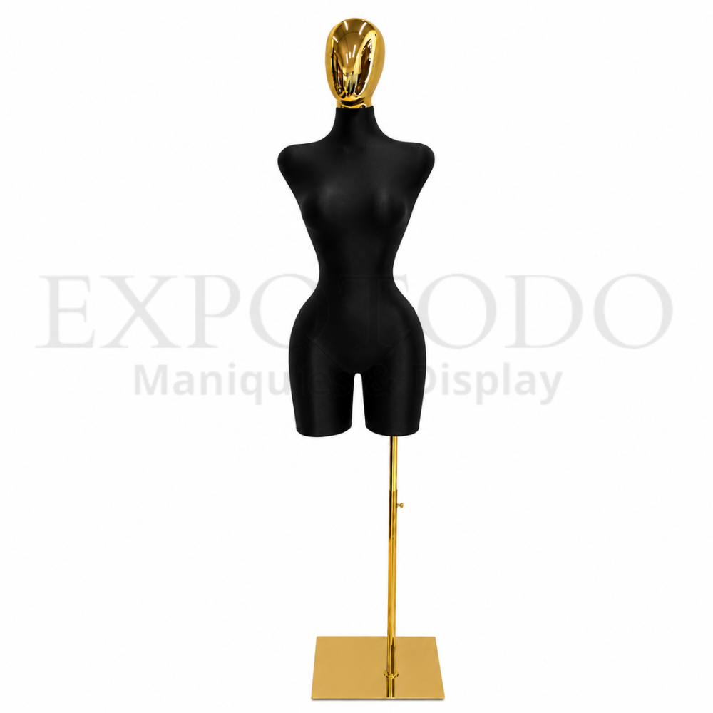 Busto buchon cabeza oro negro base cuadrada - Expo Todo