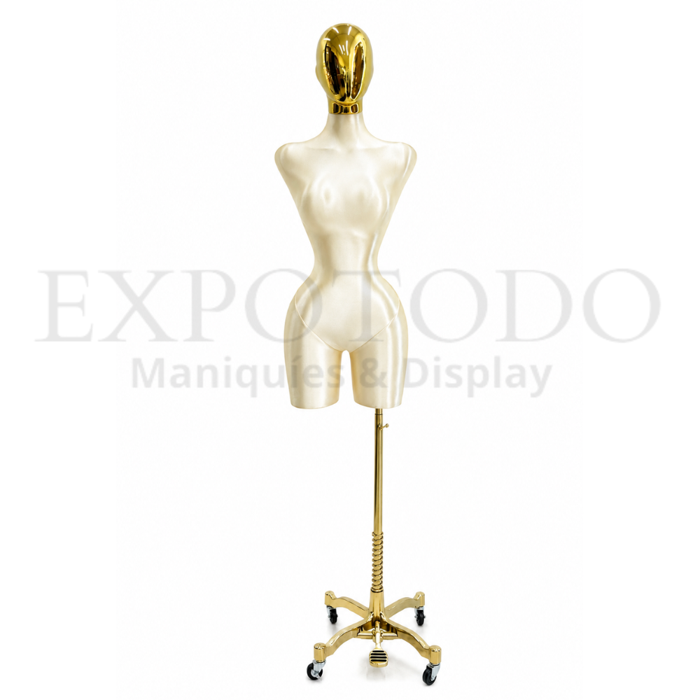 Buchon con cabeza oro beige, base de ruedas oro - Expo Todo