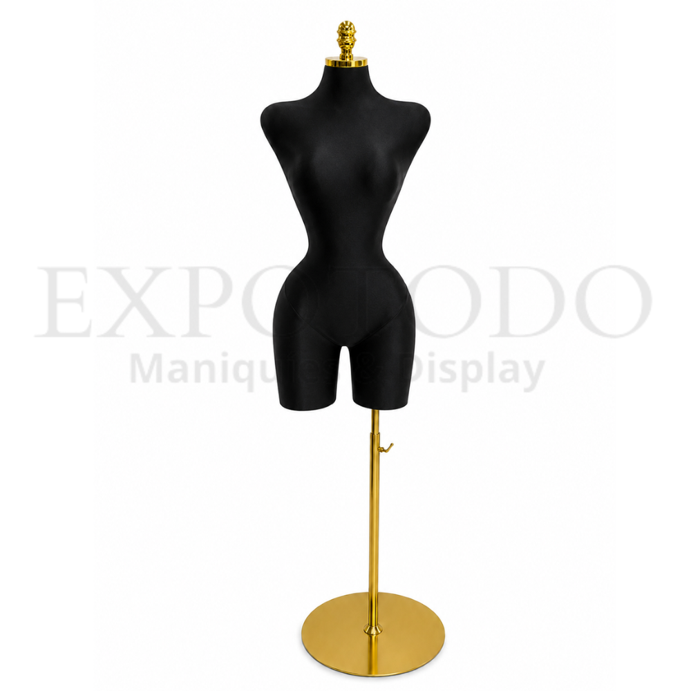 Buchon negro con tapa oro, base redonda oro - Expo Todo