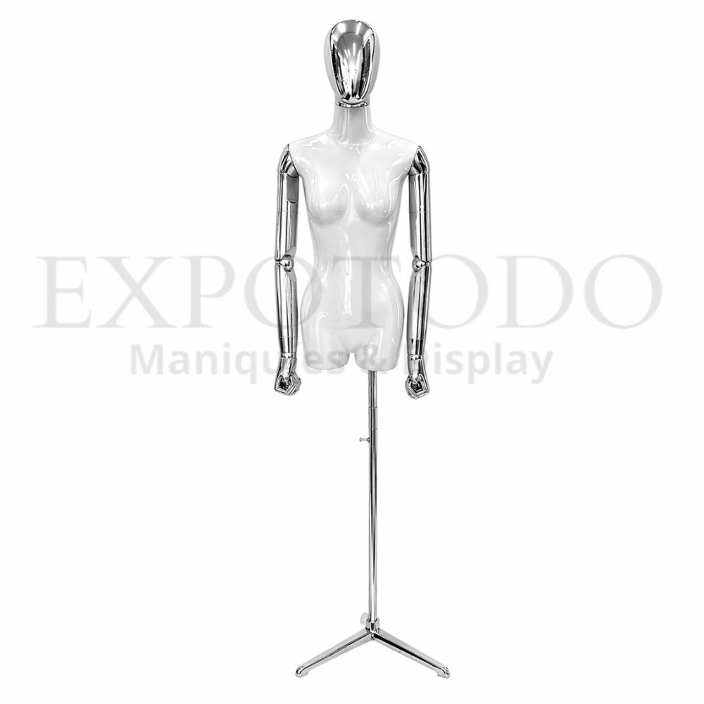 Busto Articulado de dama Plata / Blanco - Expo Todo