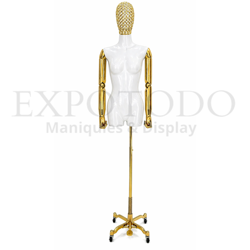 Busto articulado dama Oro/Blanco - Expo Todo